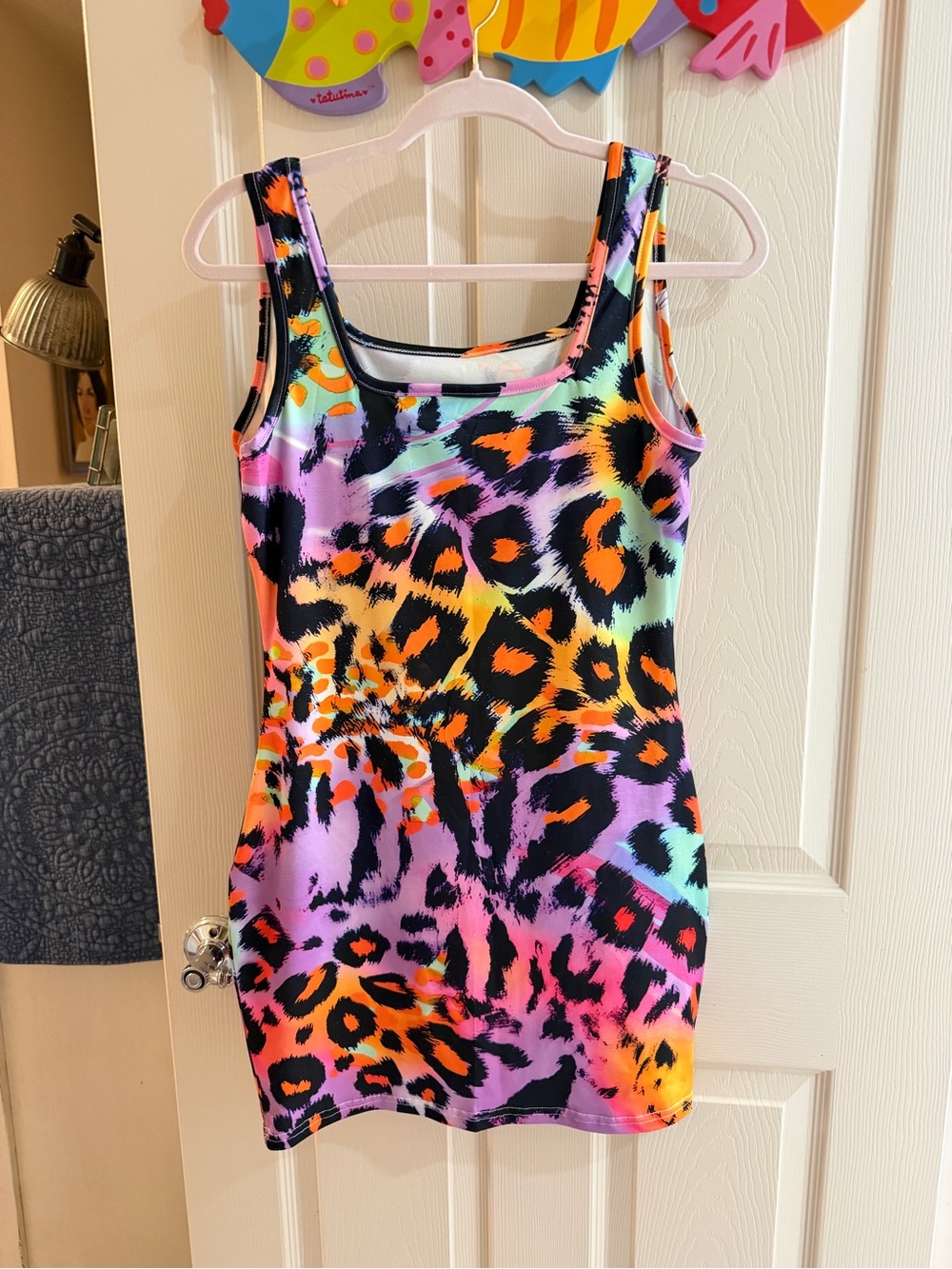 Vibrant Multicolor Leopard Print Tank Dress